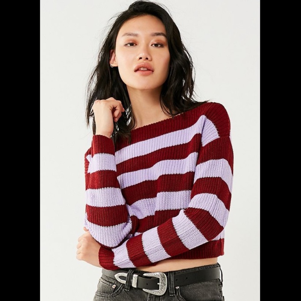 UO Maxine Cropped Striped Sweater